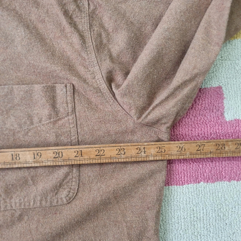 Woolrich Boxy Fit Cropped flannel Shirt long Sleeve large plain brown Button Up Skater Y2K Surf