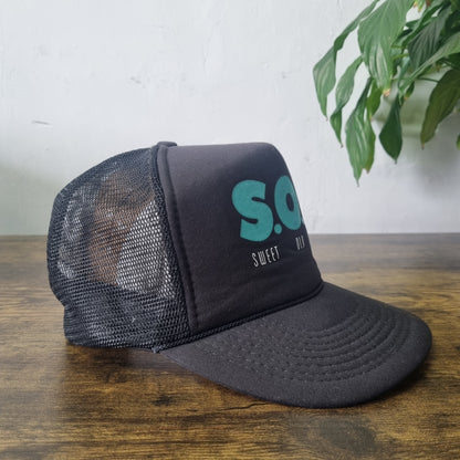 Vintage American Trucker Hat Snapback cap one size adjustable black