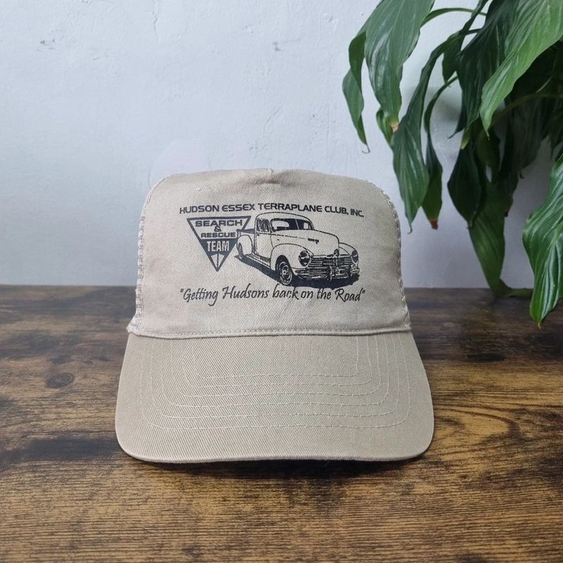 Vintage American Baseball Hat Snapback cap one size adjustable beige Hudson Car club