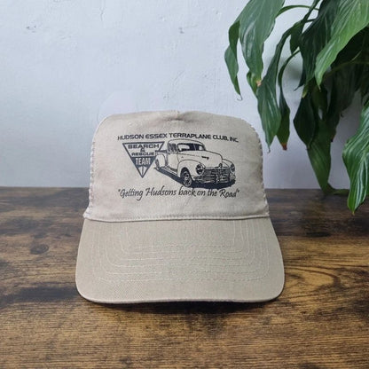Vintage American Baseball Hat Snapback cap one size adjustable beige Hudson Car club