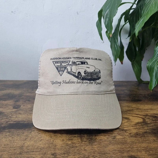 Vintage American Baseball Hat Snapback cap one size adjustable beige Hudson Car club