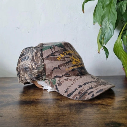 Vintage American baseball Hat Snapback cap one size adjustable sheet metal khaki camo