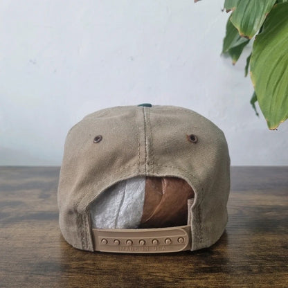 Vintage American Baseball Hat Snapback cap one size adjustable beige green Fowl