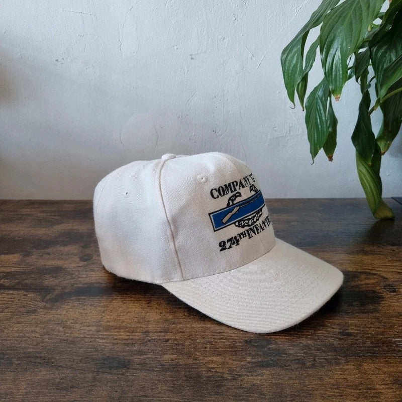 Vintage American Baseball Hat Snapback cap one size adjustable Company G 274th Infantry white
