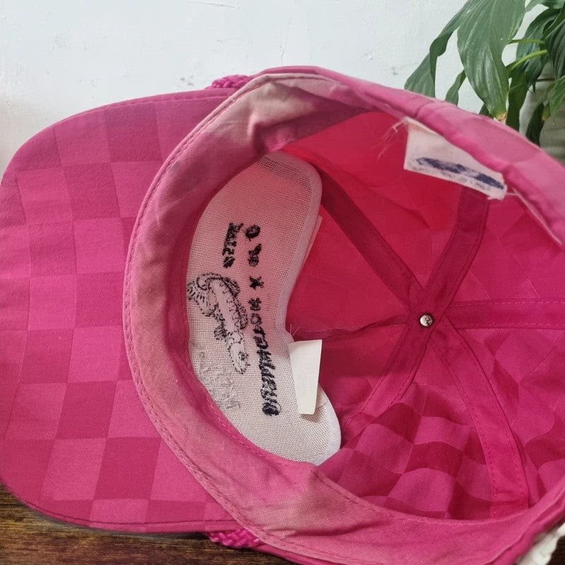 Vintage American Trucker Hat Snapback cap one size pink Burlington Fish tournament