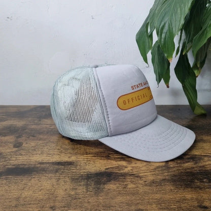 Vintage American Trucker Hat Snapback cap one size adjustable grey track and field 90s