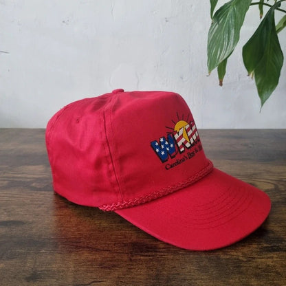 Vintage American Trucker Hat Snapback cap one size adjustable red WKML radio 95.7 FM