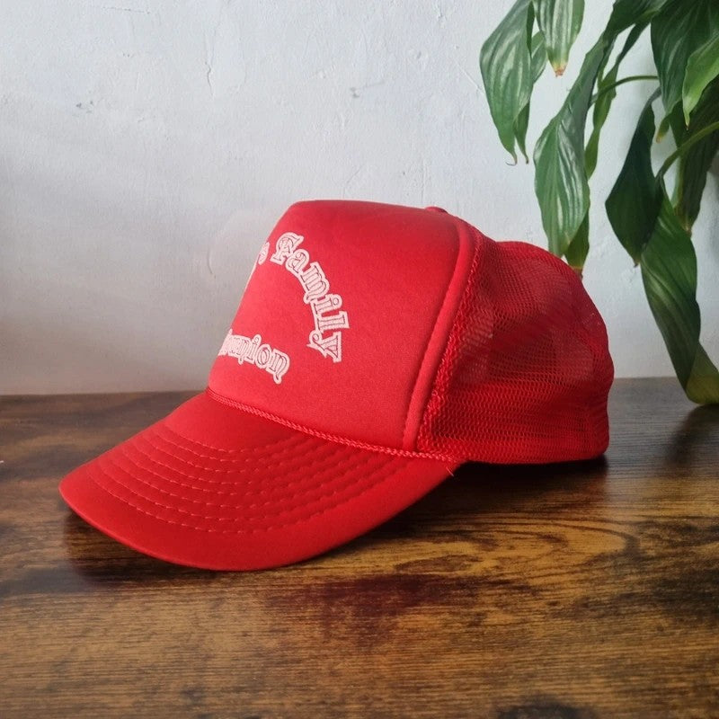 Vintage American Trucker Hat Snapback cap one size adjustable red reeds family reunion