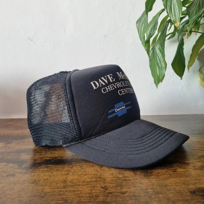 Vintage American Trucker Hat Snapback cap one size adjustable black Chevrolet car dealer