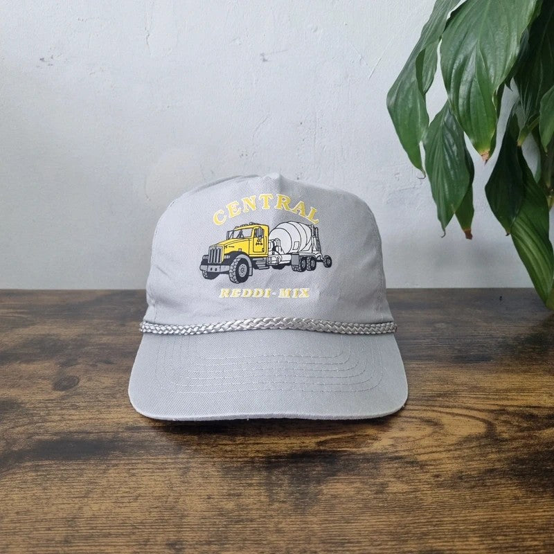 Vintage American Trucker Hat Snapback cap one size grey reddi mix cement mixer truck construction