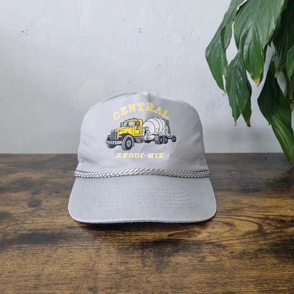 Vintage American Trucker Hat Snapback cap one size grey reddi mix cement mixer truck construction