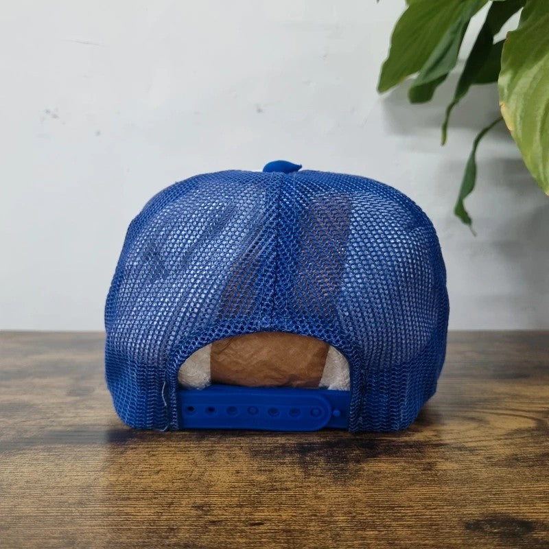 Vintage American Trucker Hat Snapback cap one size blue white Pelican bay statement prison