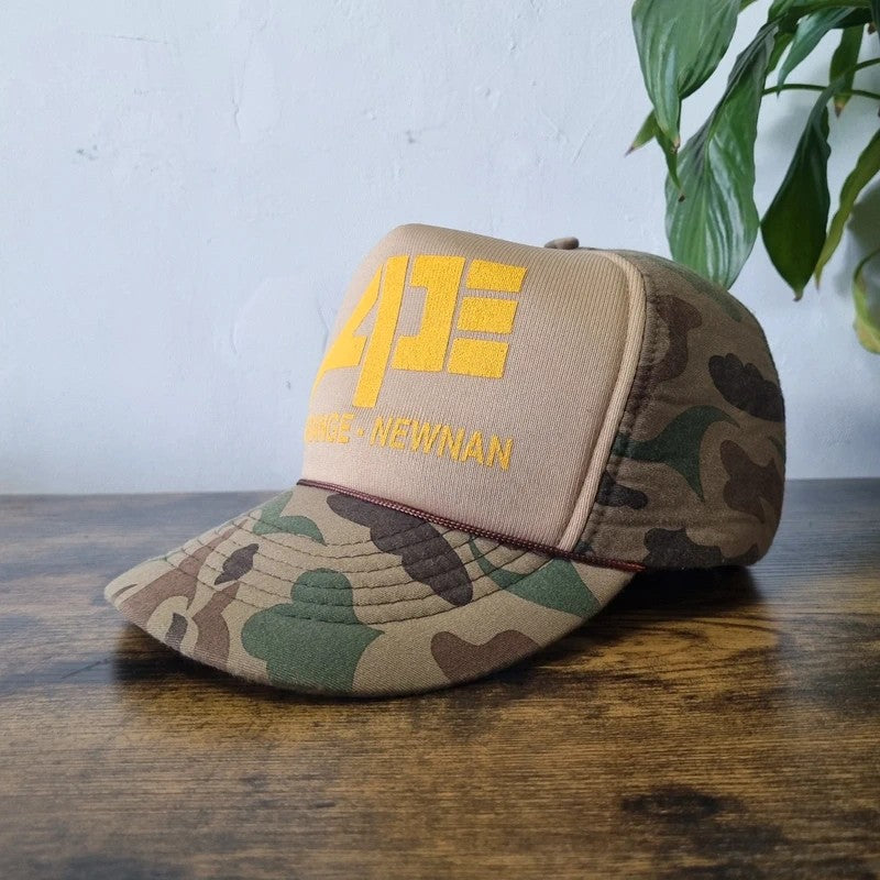 Vintage American Trucker Hat Snapback cap one size adjustable khaki brown camo ape Lagrance newman