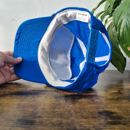 Vintage American Trucker Hat Snapback cap one size adjustable blue vinyl siding