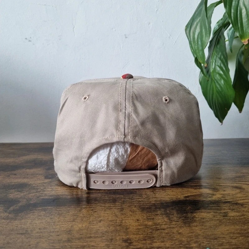 Vintage American Trucker Hat Snapback cap one size adjustable beige multi alliance bank