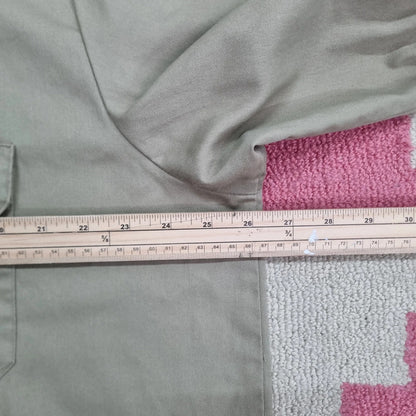 Vintage Dickies Boxy Fit Cropped Shirt Long Sleeve XL plain Beige Button Up Skater Y2K Surf