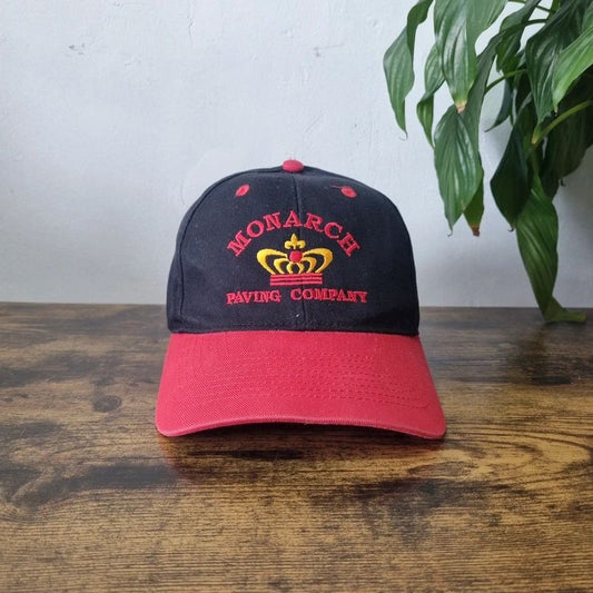 Vintage American Baseball Hat Snapback cap one size adjustable black red monarch paving company