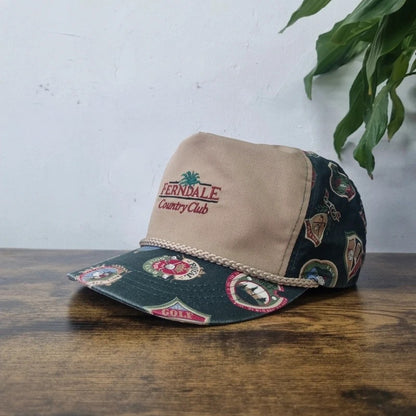 Vintage American Trucker Hat Snapback cap one size adjustable beige green Ferndale golf country club