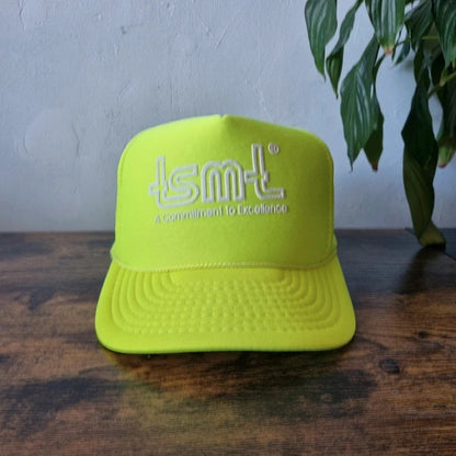 Vintage American Trucker Hat Snapback cap one size neon yellow tsmt Commitment to Excellence