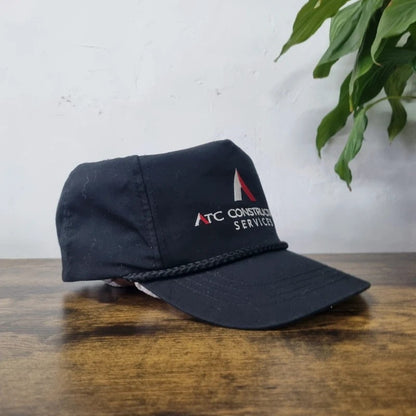 Vintage American Trucker Hat Snapback cap one size adjustable black atc construction service