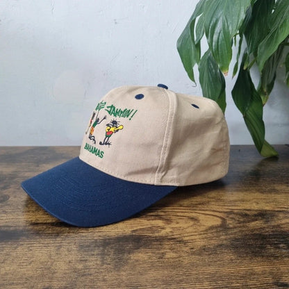 Vintage American Baseball Hat Snapback cap one size adjustable beige blue we be jammin bahams