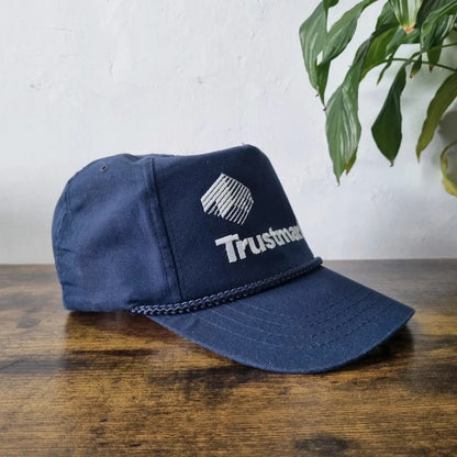 Vintage American Trucker Hat Snapback cap one size adjustable navy trustmark