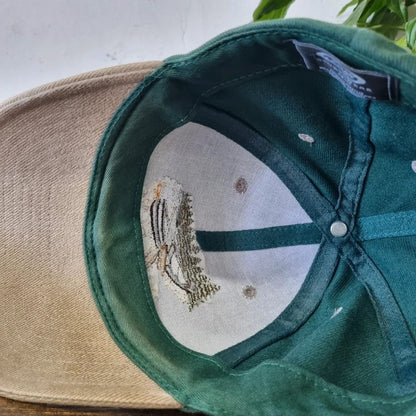 Vintage American Baseball Hat Snapback cap one size green beige cozy cove kentucky lake