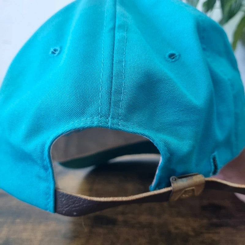 Vintage American Trucker Hat Snapback cap one size adjustable turquoise blue golf