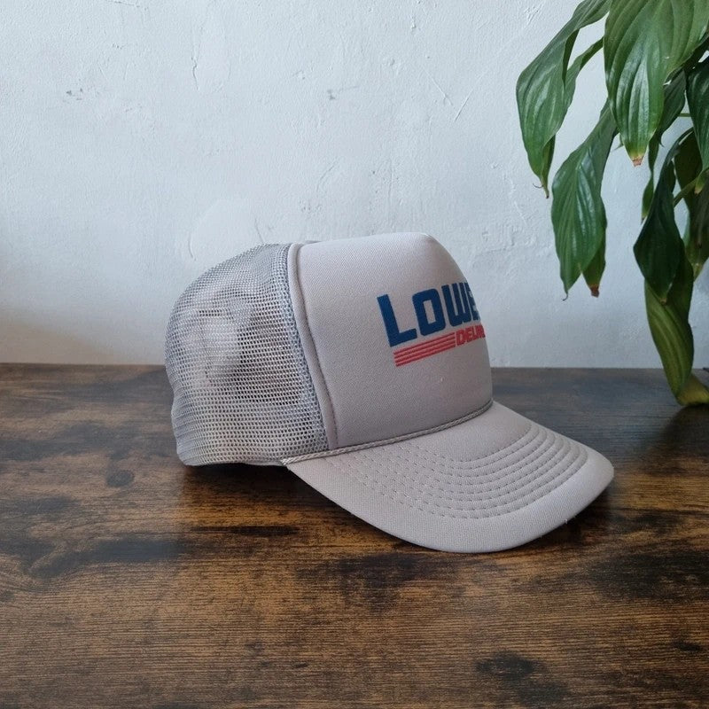 Vintage American Trucker Hat Snapback cap one size adjustable Lowe's delivery grey