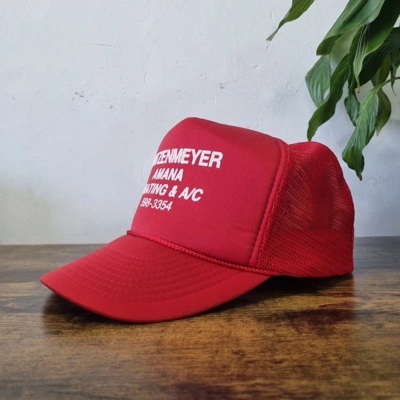 Vintage American Trucker Hat Snapback cap one size adjustable red katzenmeyer heating