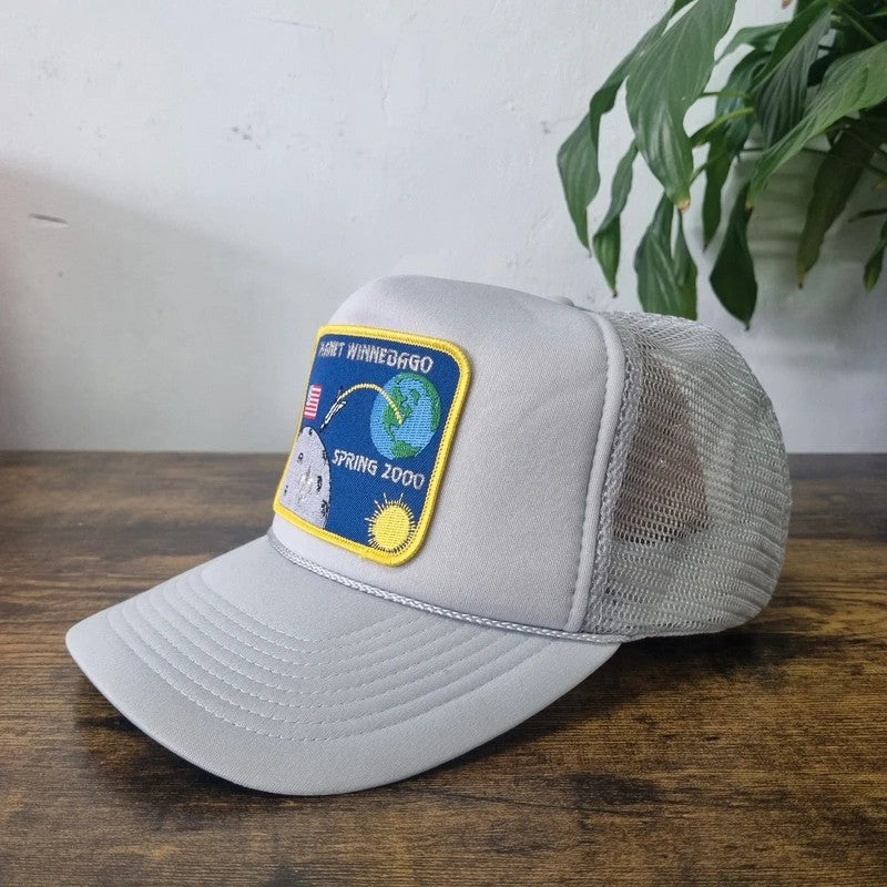 Vintage American Trucker Hat Snapback cap one size adjustable grey planet winnebago
