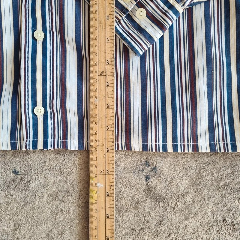 Vintage Nautica Boxy Fit Cropped Shirt Long Sleeve Medium striped multi Button Up Skater Y2K Surf