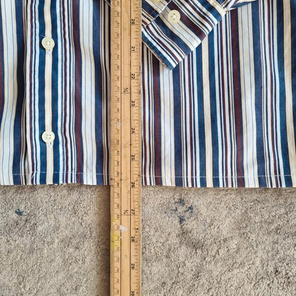 Vintage Nautica Boxy Fit Cropped Shirt Long Sleeve Medium striped multi Button Up Skater Y2K Surf
