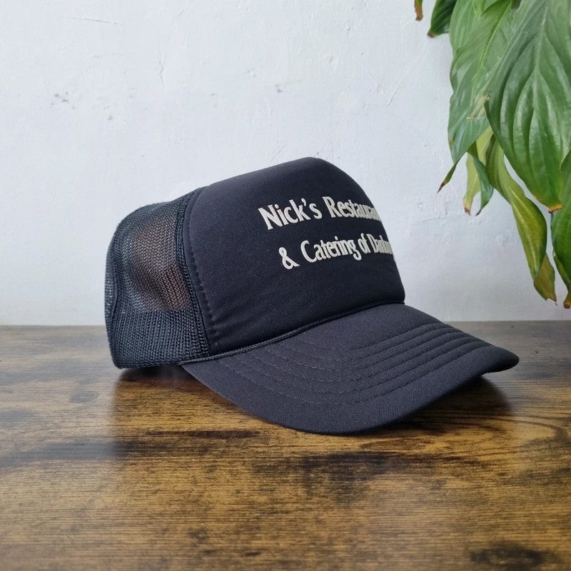 Vintage American Trucker Hat Snapback cap one size adjustable black Nick's Restaurant