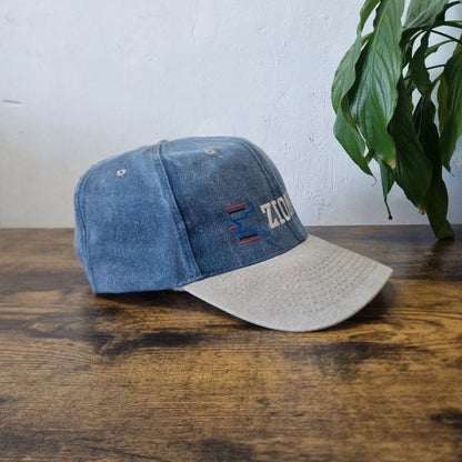 Vintage American baseball Hat Snapback cap one size adjustable faded blue grey Zion