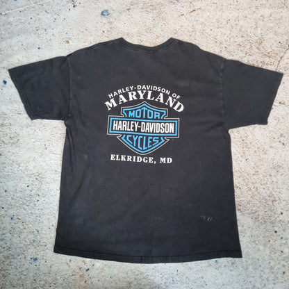 Harley Davidson Biker T-Shirt Short Sleeve Maryland 2004 - Black - Size XL