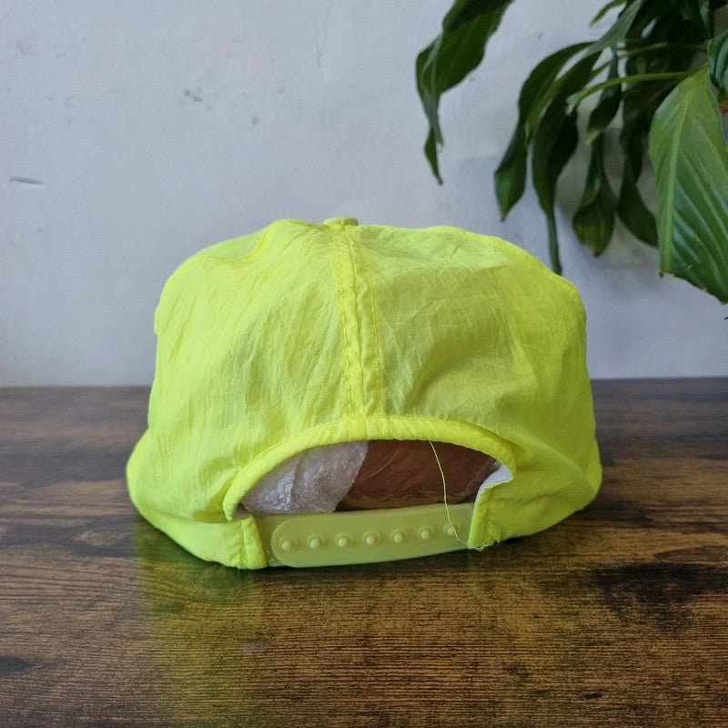Vintage American Trucker Hat Snapback cap one size adjustable neon yellow roofing collection