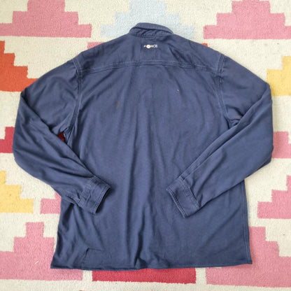 Carhartt FR Boxy Fit Cropped Shirt long Sleeve Medium plain Blue Button Up Skater Y2K Surf