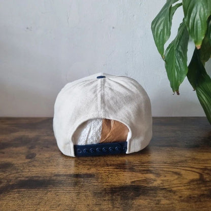 Vintage American baseball Hat Snapback cap one size adjustable cream navy Zupac law