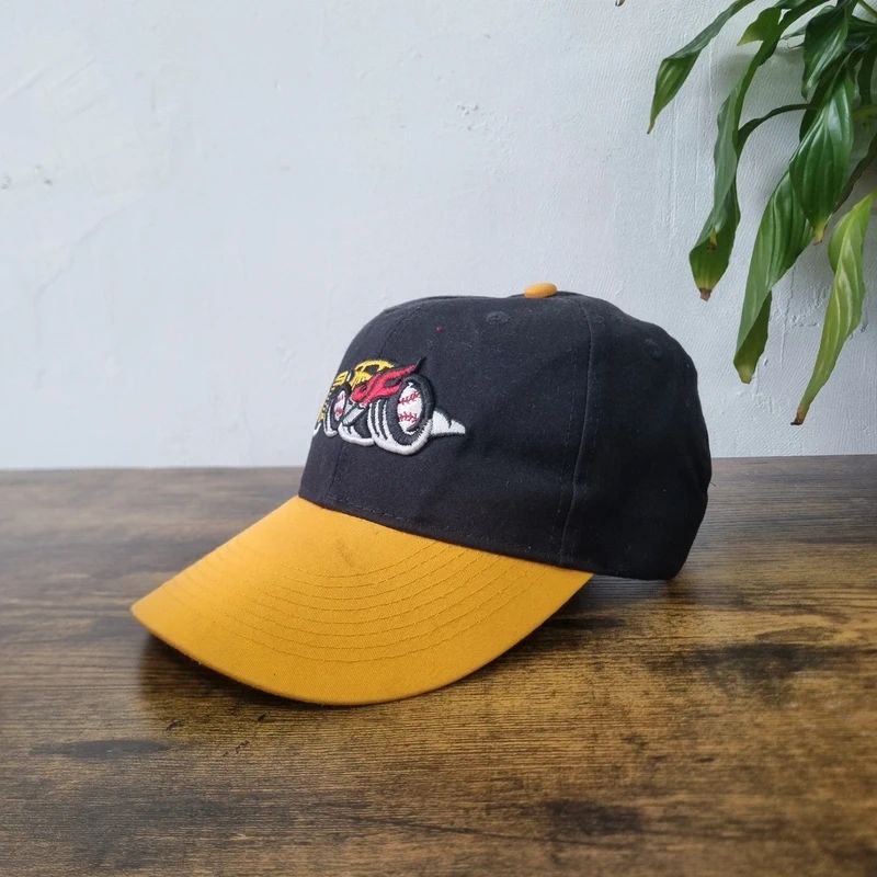 Vintage American Bowling Green Hot Rods baseball Hat Snapback cap one size adjustable black yellow