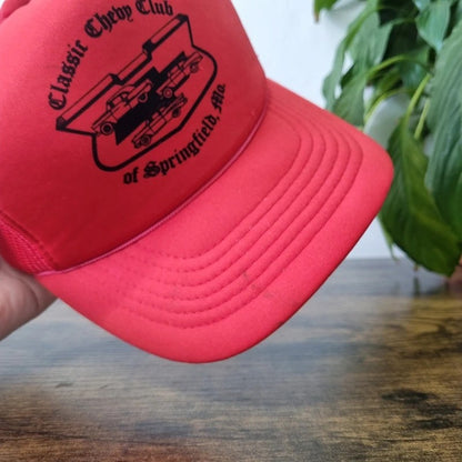 Vintage American Trucker Hat Snapback cap one size adjustable red Chevrolet club