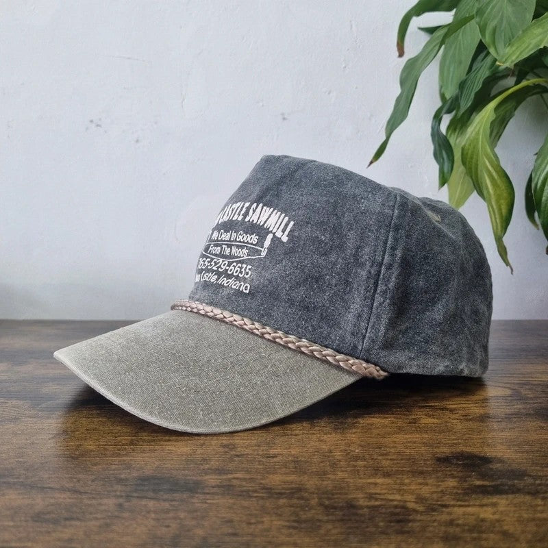 Vintage American Trucker Hat Snapback cap one size adjustable grey new castle sawmill