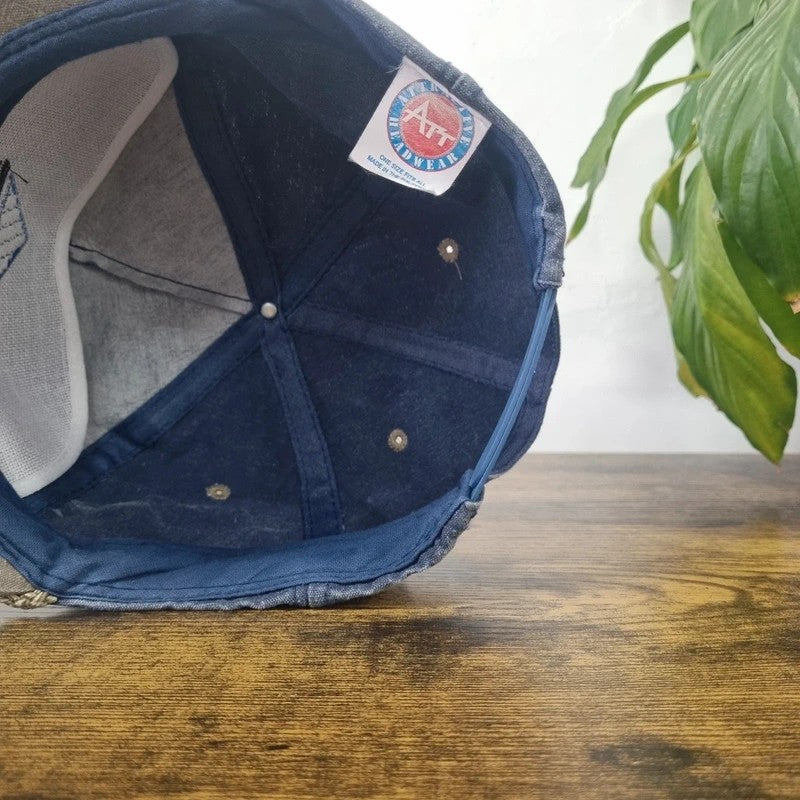 Vintage American Trucker Hat Snapback cap one size adjustable blue grey Jobe
