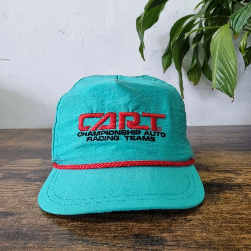 Vintage American Trucker Hat Snapback cap one size adjustable green cart racing team