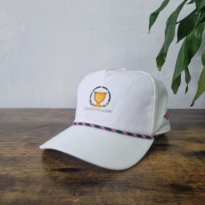 Vintage American rope Trucker Hat snapback cap white President Cup Quail Hollow golf one size white