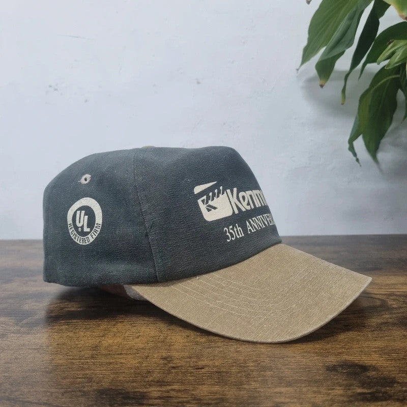 Vintage American Baseball Hat Snapback cap one size adjustable green beige Kenmode film