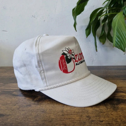 Vintage American Trucker Hat Snapback cap one size adjustable white Ozark alabaster flower