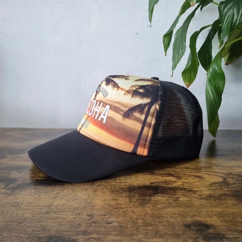 Vintage American baseball Hat Snapback cap one size adjustable black yellow aloha