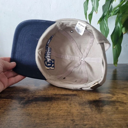 Vintage American baseball Hat Snapback cap one size adjustable beige navy Tyres Contracting