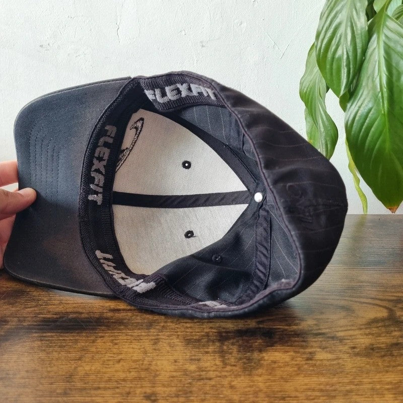 Vintage O'Neill Baseball Hat Snapback cap one size large XL black pinstripe fitted